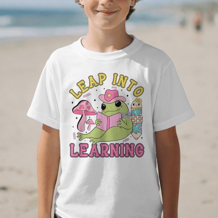 Leap Into Learning Cute Frog Kawaii Back To School Kids Graphic Kid T-Shirt Leap Into Learning Cute Frog Kawaii Back To School Kids Graphic Kid T-Shirt