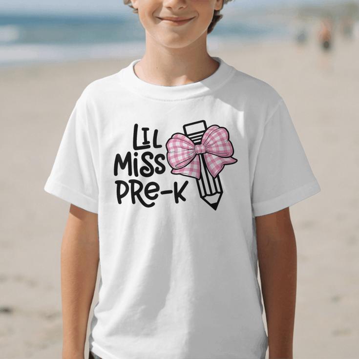 LiL Miss Pre-K Girls Coquette Bow Gingham Bow Back To School Graphic Kid T-Shirt LiL Miss Pre-K Girls Coquette Bow Gingham Bow Back To School Graphic Kid T-Shirt