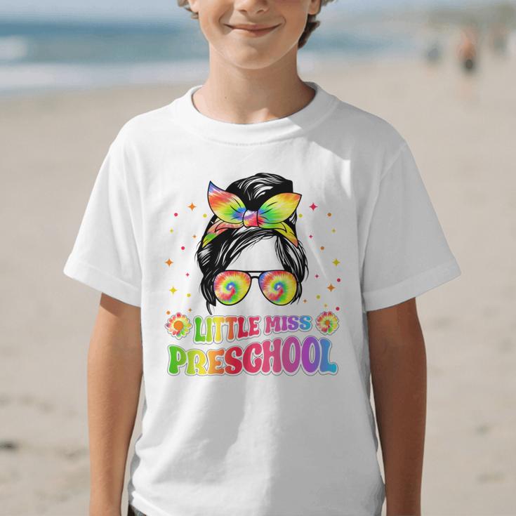 Little Miss Preschool Messy Bun Tie Dye Back To School Girls Graphic Kid T-Shirt Little Miss Preschool Messy Bun Tie Dye Back To School Girls Graphic Kid T-Shirt