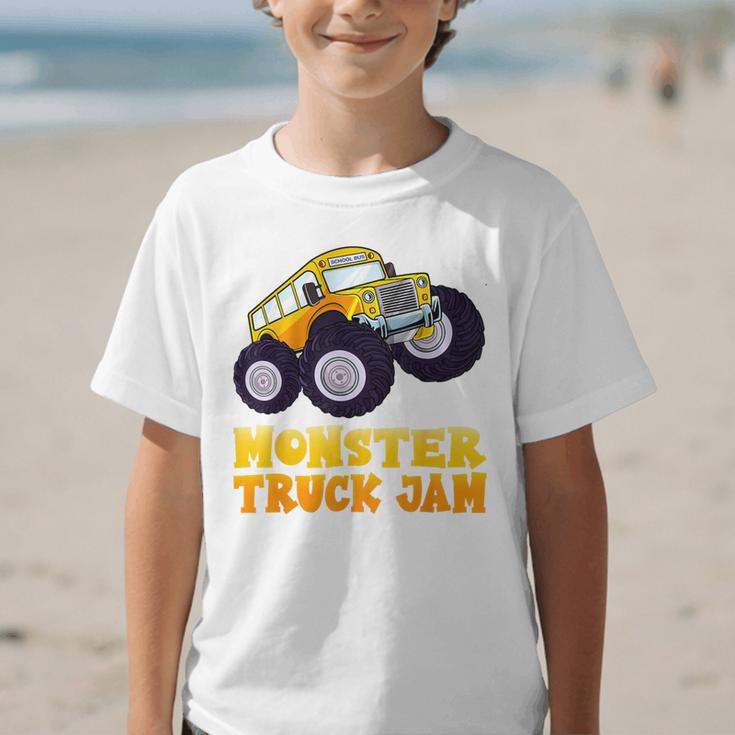 Monster Truck Jam School Bus Yellow Back To School Toddlers Graphic Kid T-Shirt Monster Truck Jam School Bus Yellow Back To School Toddlers Graphic Kid T-Shirt