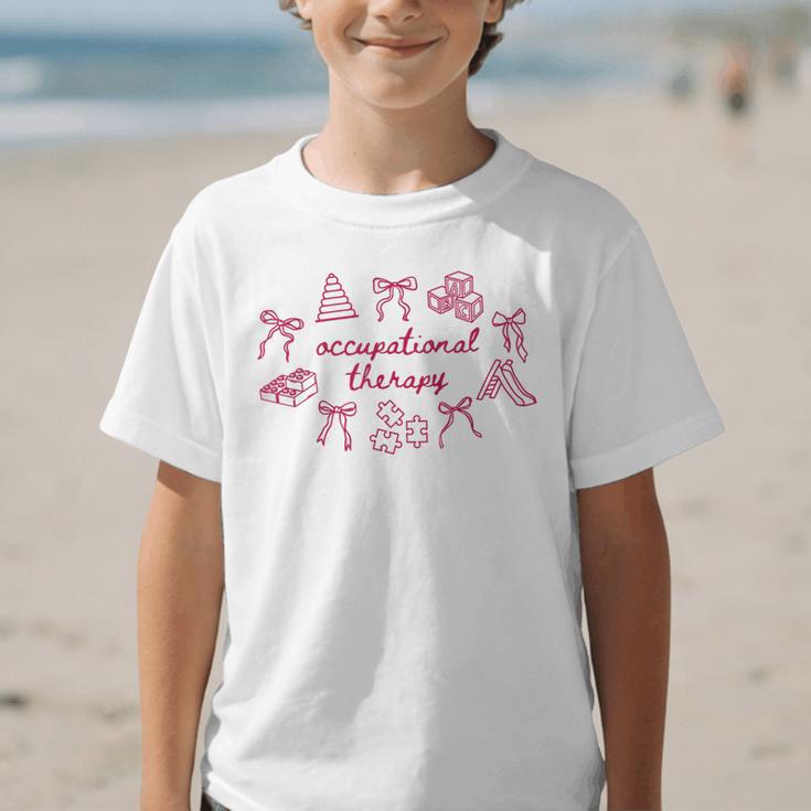 Occupational Therapy Coquette Bow OT COTA Back To School Graphic Kid T-Shirt Occupational Therapy Coquette Bow OT COTA Back To School Graphic Kid T-Shirt