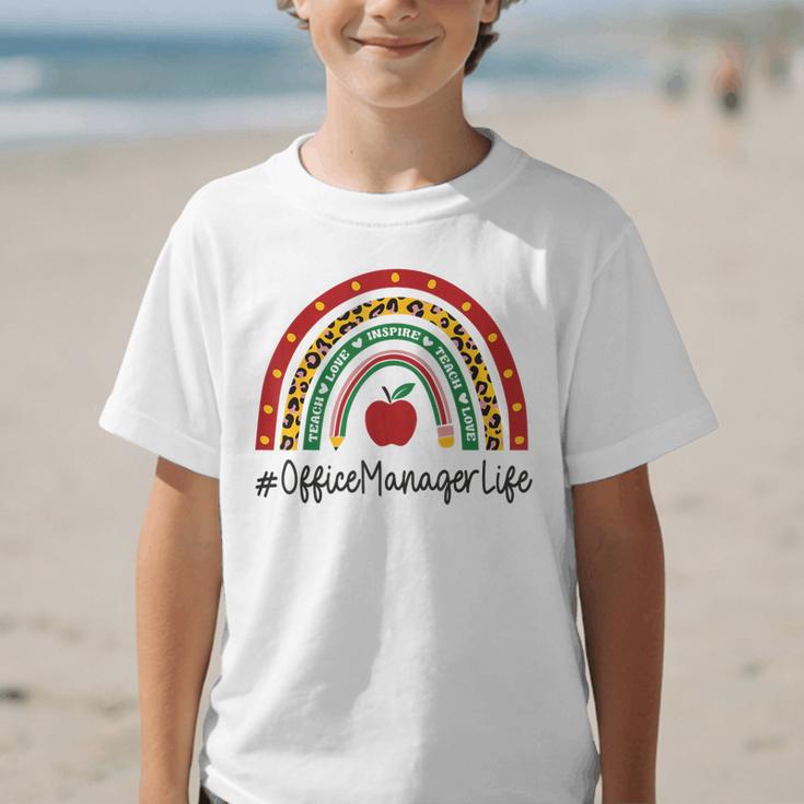 Office Manager Rainbow Appreciation Day Hello Back To School Graphic Kid T-Shirt