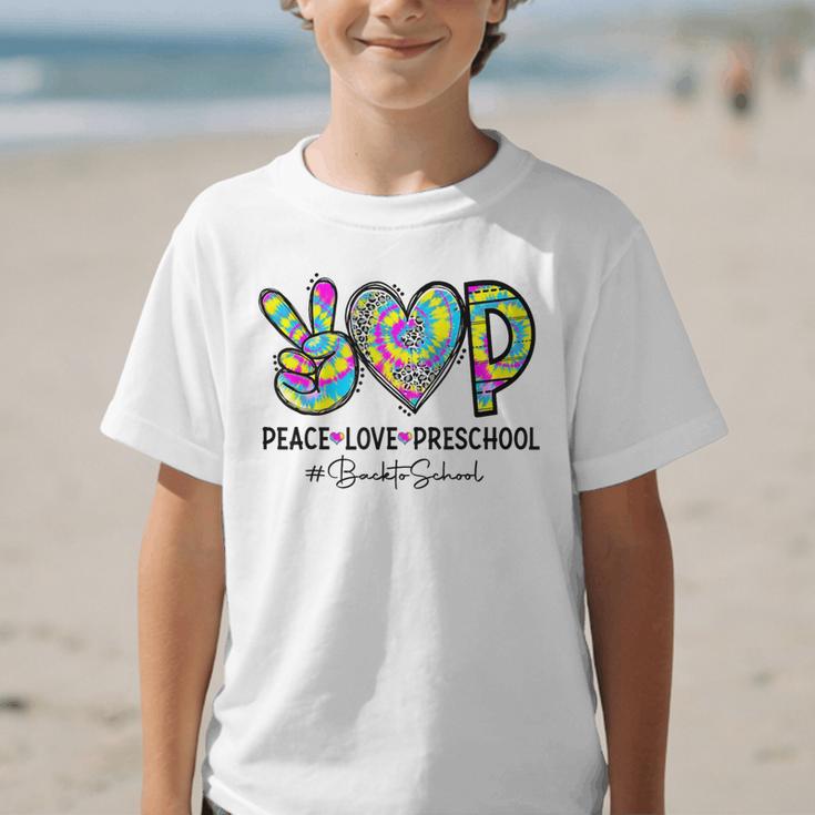 Peace Love Preschool First Day Of Preschool Back To School Graphic Kid T-Shirt
