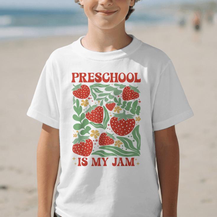 Preschool Is My Jam Boho Floral Strawberry Back To School Graphic Kid T-Shirt Preschool Is My Jam Boho Floral Strawberry Back To School Graphic Kid T-Shirt
