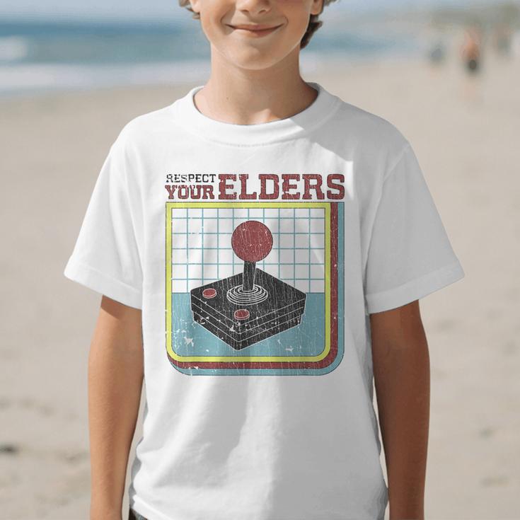 Respect Your Elders Retro Gamer Joystick Back To School Graphic Kid T-Shirt Respect Your Elders Retro Gamer Joystick Back To School Graphic Kid T-Shirt
