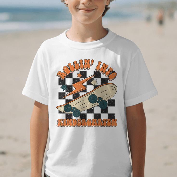Rolling Into Kindergarten Retro Groovy Back To School Kids Graphic Kid T-Shirt Rolling Into Kindergarten Retro Groovy Back To School Kids Graphic Kid T-Shirt