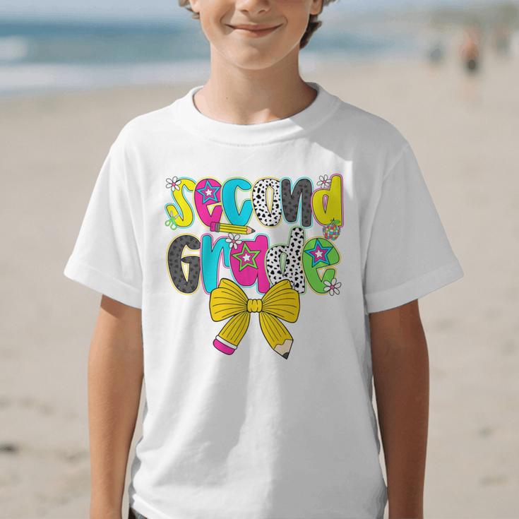 Second Grade Coquette Bow First Day Of School Back To School Performance Graphic Kid T-Shirt Second Grade Coquette Bow First Day Of School Back To School Performance Graphic Kid T-Shirt