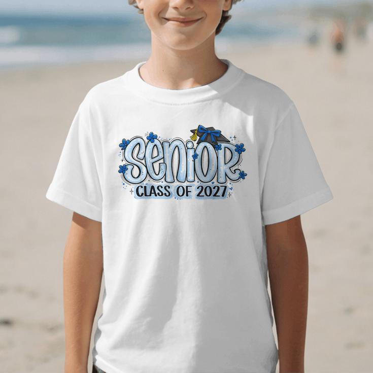 Senior 2027 Blue Girls Class Of 27 Back To School Graphic Kid T-Shirt Senior 2027 Blue Girls Class Of 27 Back To School Graphic Kid T-Shirt