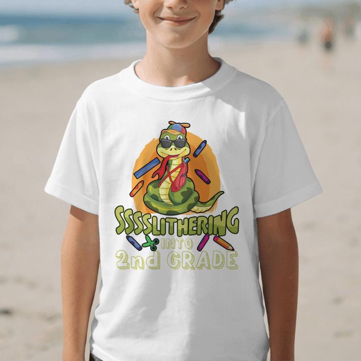 Slithering Into 2nd Grade First Day Back To School Snake Performance Graphic Kid T-Shirt Slithering Into 2nd Grade First Day Back To School Snake Performance Graphic Kid T-Shirt