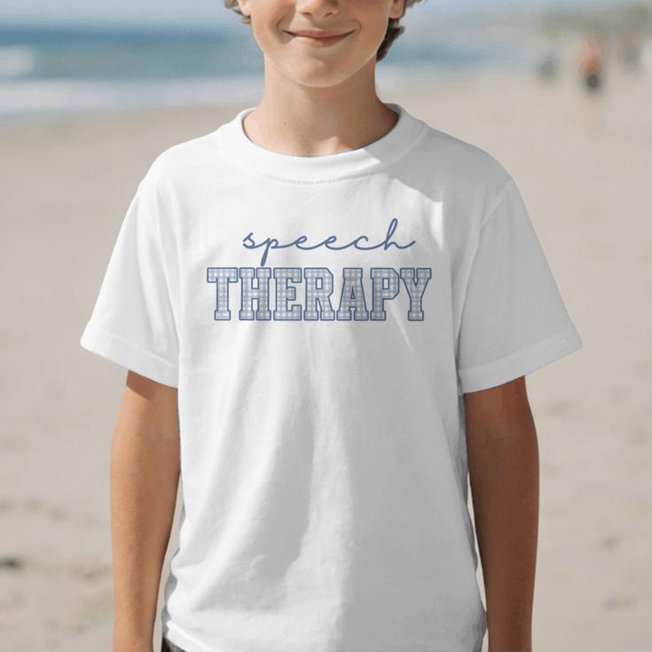 Speech Therapy Gingham SLP Therapist Summer Back To School Graphic Kid T-Shirt Speech Therapy Gingham SLP Therapist Summer Back To School Graphic Kid T-Shirt