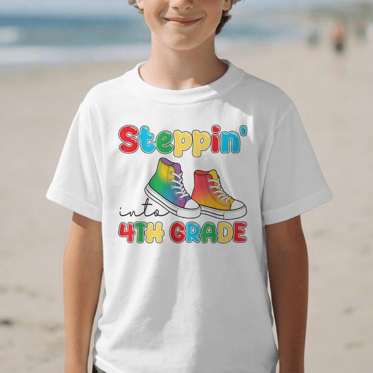 Steppin Into Fourth Grade Back To School First Day 4th Grade Graphic Kid T-Shirt