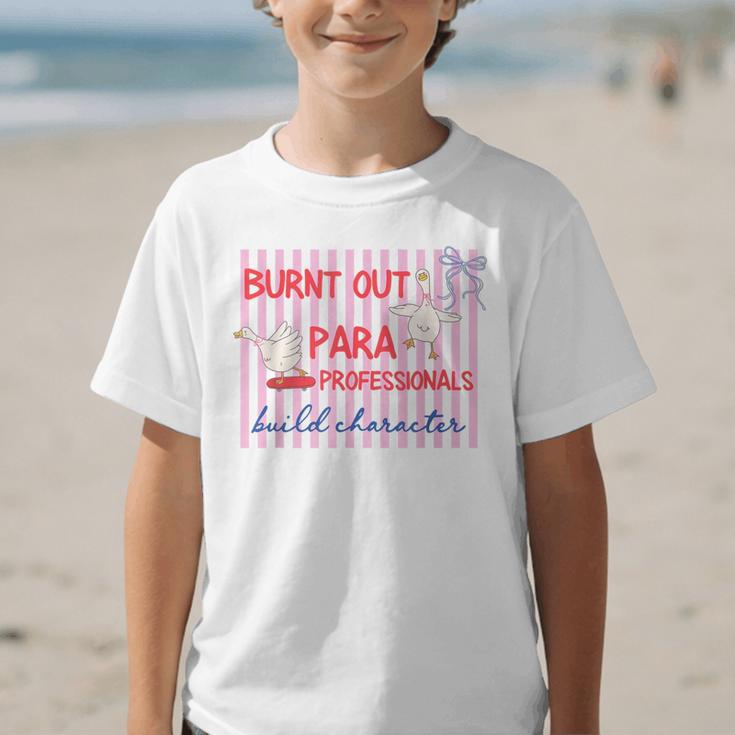 Striped Burnt Out Para Paraprofessional Back To School Graphic Kid T-Shirt Striped Burnt Out Para Paraprofessional Back To School Graphic Kid T-Shirt