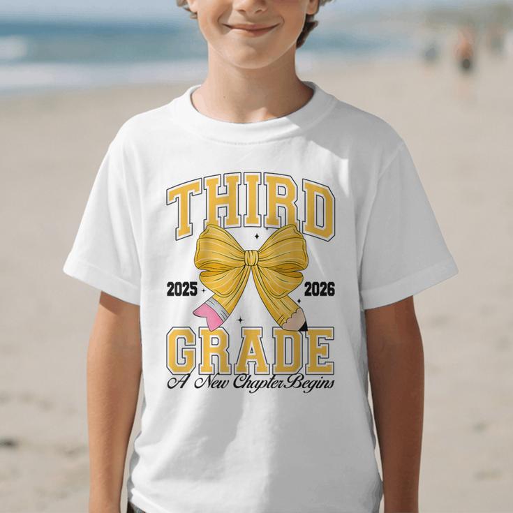 Third Grade Back To School First Day Pencil Bow 2025 Girls Graphic Kid T-Shirt Third Grade Back To School First Day Pencil Bow 2025 Girls Graphic Kid T-Shirt