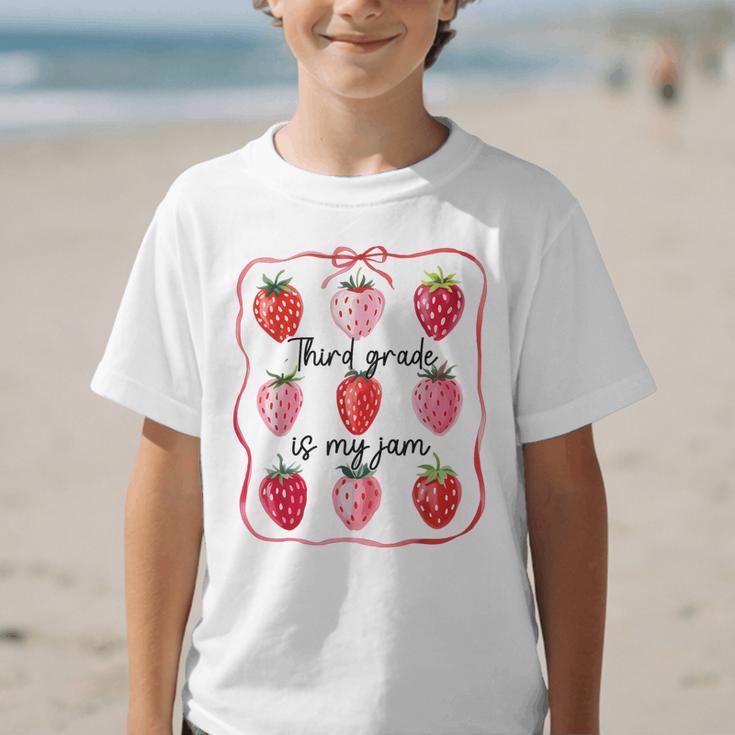 Third Grade Is My Jam Strawberry 3rd Grade Back To School Graphic Kid T-Shirt