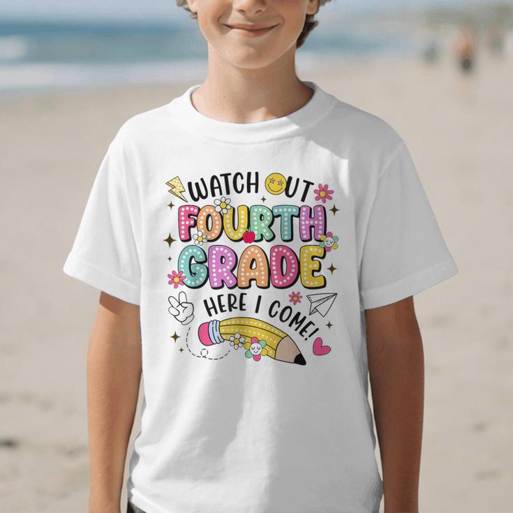Watch Out Fourth Grade Here I Come Shirt Kids Back To School Graphic Kid T-Shirt