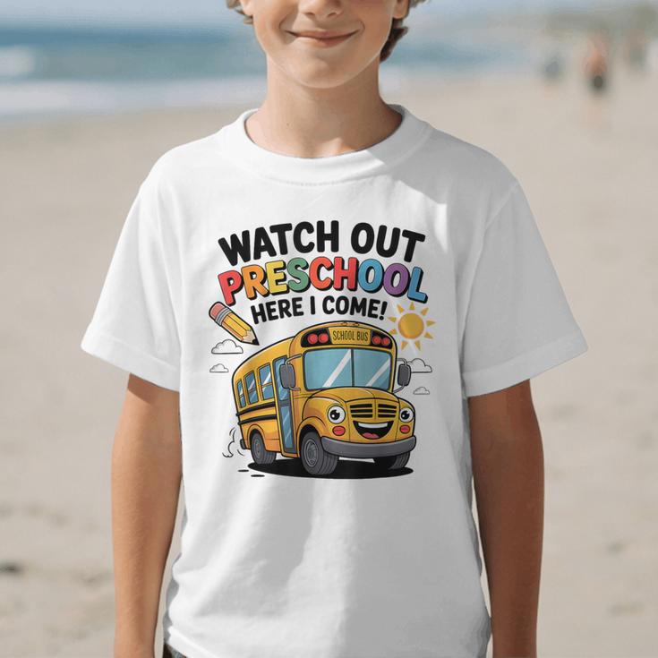 Watch Out Preschool Here I Come Preschool Back To School Graphic Kid T-Shirt