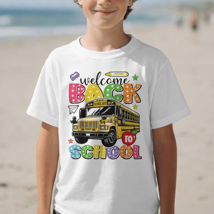 Welcome Back To School Bus Happy First Day Of School Student Graphic Kid T-Shirt Welcome Back To School Bus Happy First Day Of School Student Graphic Kid T-Shirt