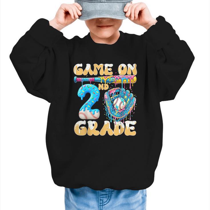 2nd Grade Back To School Baseball Drip Ice Cream Game On Graphic Kid Sweatshirt