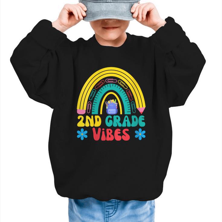2nd Grade Vibes Back To School Rainbow Second Grade Graphic Kid Sweatshirt