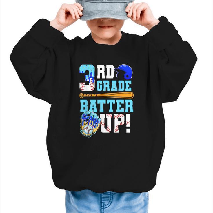 3rd Grade Back To School Baseball Drip Ice Cream Batter Up Graphic Kid Sweatshirt
