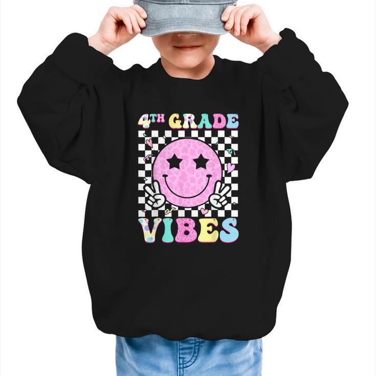 4th Grade Vibes Groovy Back To School Fourth Grade Girls Kid Graphic Kid Sweatshirt