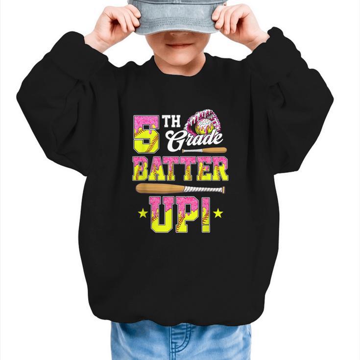 5th Grade Butter Up Softball Ice Cream Drip Back To School Graphic Kid Sweatshirt