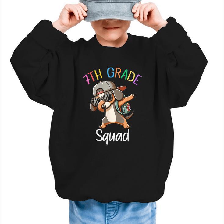7th Grade Squad Dachshund Dabbing Kids Back To School Graphic Kid Sweatshirt
