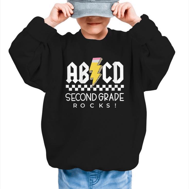 ABCD Second Grade Rocks First Day Of School Back To School Graphic Kid Sweatshirt