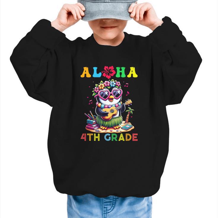 Aloha Fourth Grade Penguin Hawaii Back To School Kids Girl Graphic Kid Sweatshirt