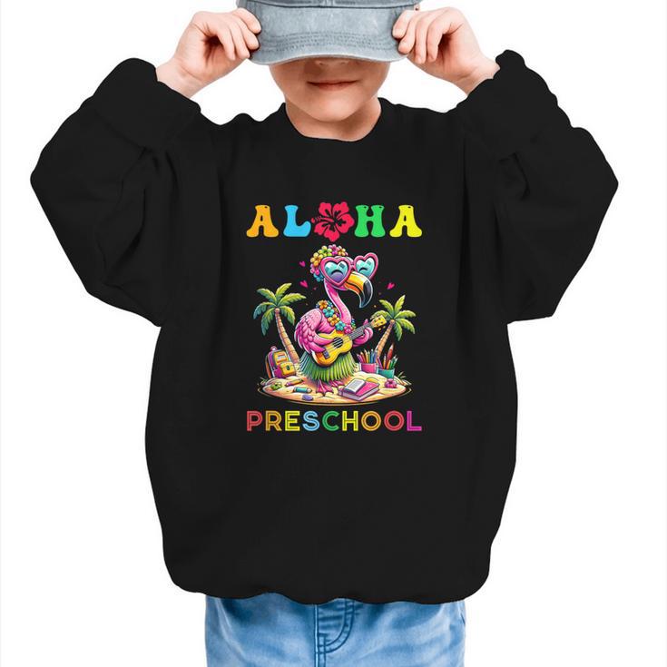 Aloha Preschool Flamingo Hawaii Back To School Kids Girl Graphic Kid Sweatshirt