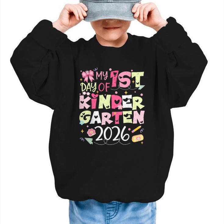 Back To School My 1st Day Of Kindergarten 2026 Bow Graphic Kid Sweatshirt