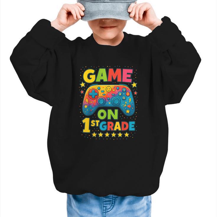 Back To School 1st Grade Boys Gamer First Day School Level Graphic Kid Sweatshirt