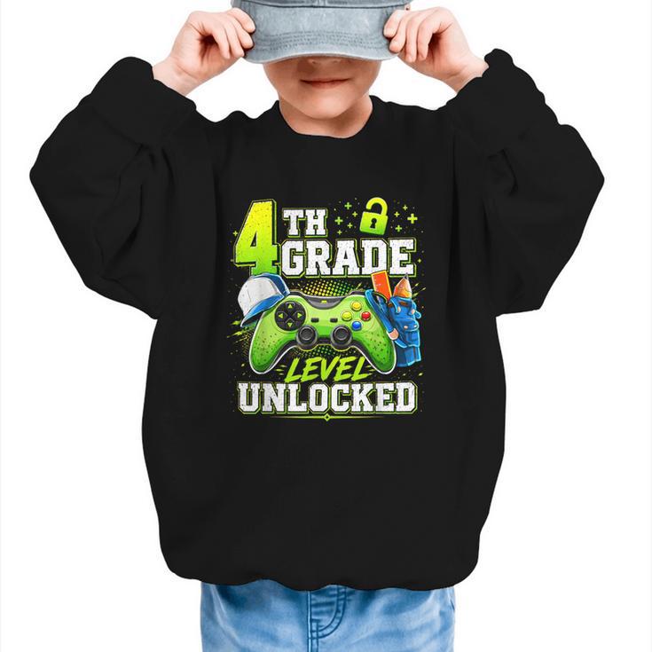 Back To School 4th Fourth Grade Level Unlocked Gamer Kid Graphic Kid Sweatshirt