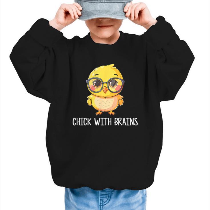 Back To School Chick With Brains Smart Intelligent Girls Graphic Kid Sweatshirt