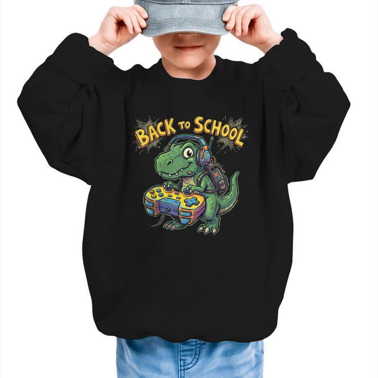 Back To School Gaming First Grade Dinosaur T Rex Boys Graphic Kid Sweatshirt
