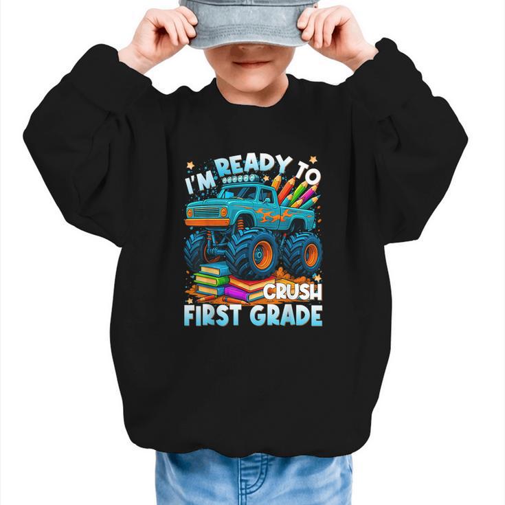 Back To School Ready To Crush 1st Grade Monster Truck Boys Graphic Kid Sweatshirt