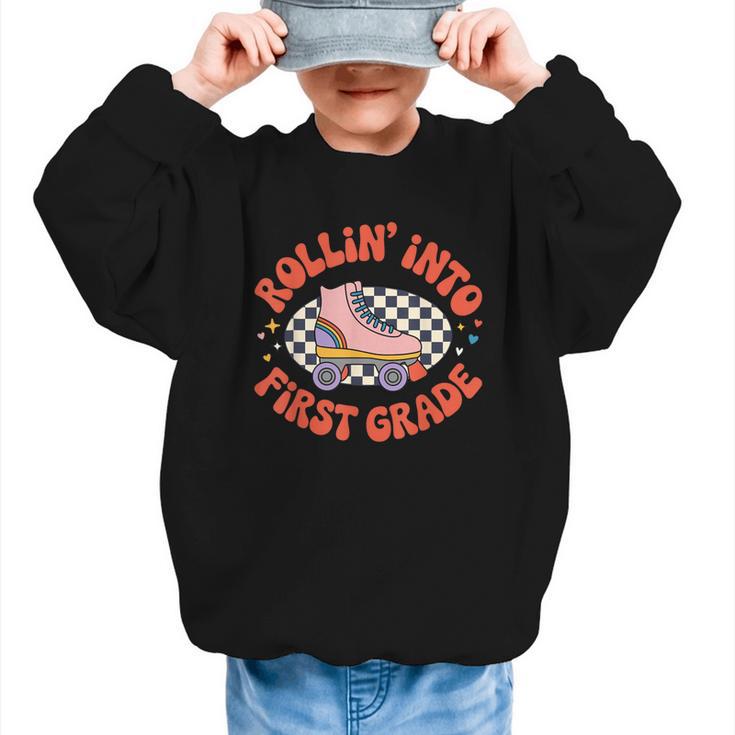 Back To School Rollin Into First Grade Girls Graphic Kid Sweatshirt
