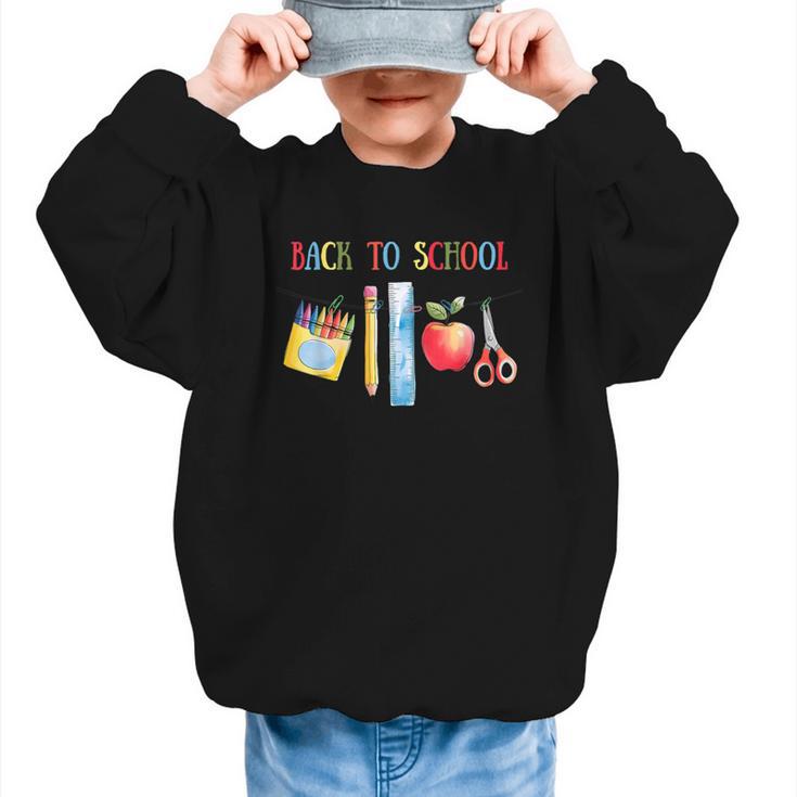 Back To School Shirt Apple Crayons Pencil Ruler Cute Graphic Graphic Kid Sweatshirt