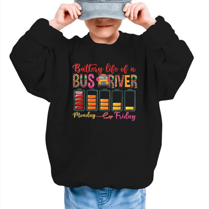 Battery Life Of A Bus Driver First Day Back To School Graphic Kid Sweatshirt