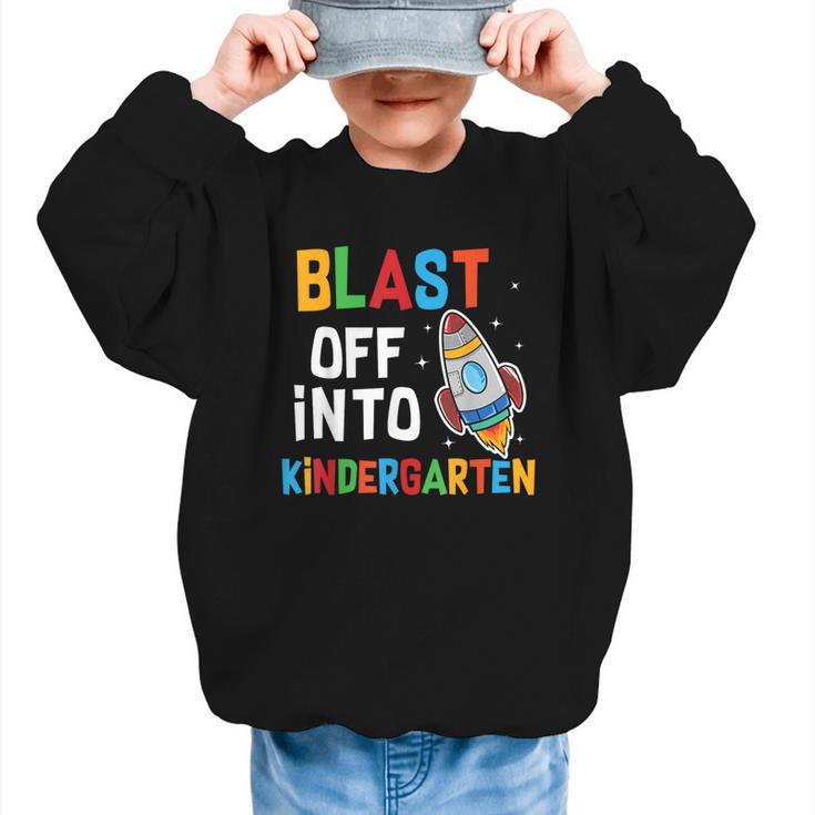 Blast Off Into Kindergarten Back To School Rocket Graphic Kid Sweatshirt