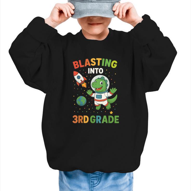 Blasting Into 3rd Grade Dinosaur Astronaut Back To School Graphic Kid Sweatshirt