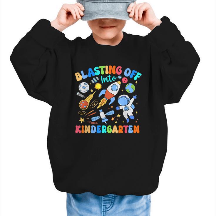 Blasting Off Into Kindergarten Back To School Boys Kid Graphic Kid Sweatshirt