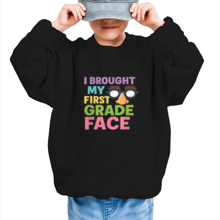 I Brought My First Grade Face First Day Back To School Graphic Kid Sweatshirt
