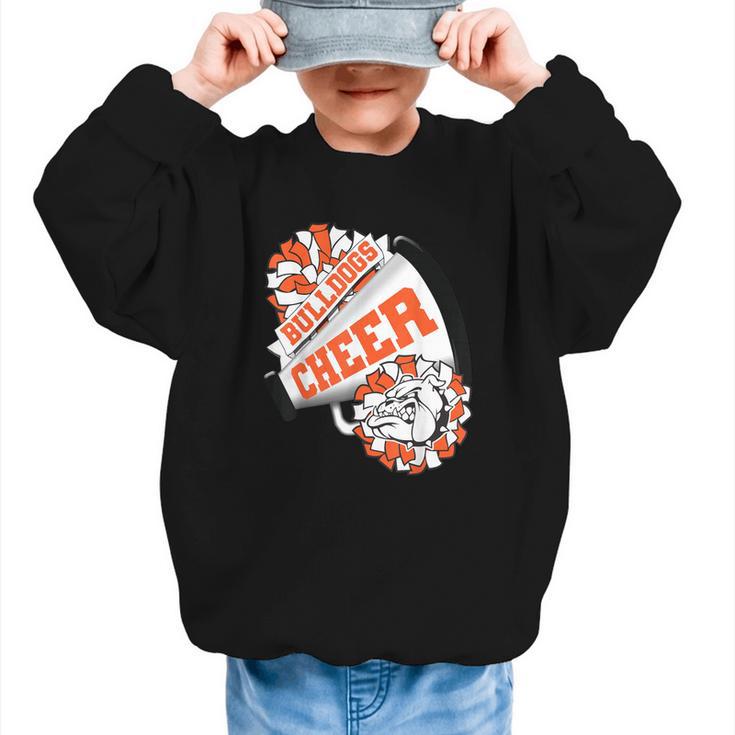 Bulldogs Cheerleading Back To School Cheer Team Orange Graphic Kid Sweatshirt