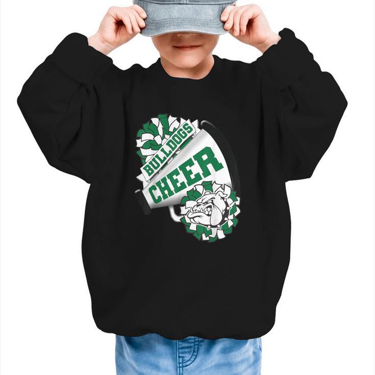 Bulldogs Cheerleading Back To School Cheer Team Spirit Green Graphic Kid Sweatshirt