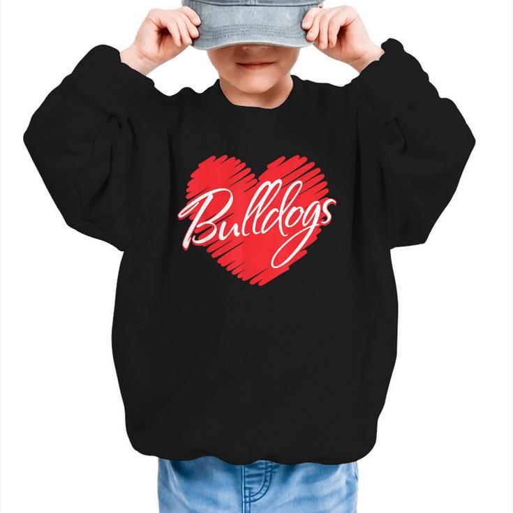 Bulldogs Heart Back To School Spirit R Graphic Kid Sweatshirt