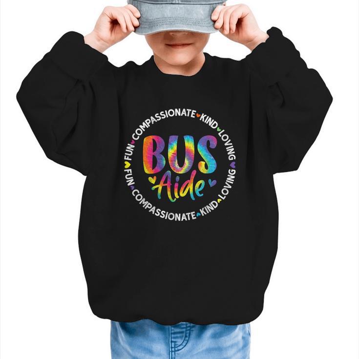 Bus Driver Aide Back To School Bus Driver Tie Dye Graphic Kid Sweatshirt