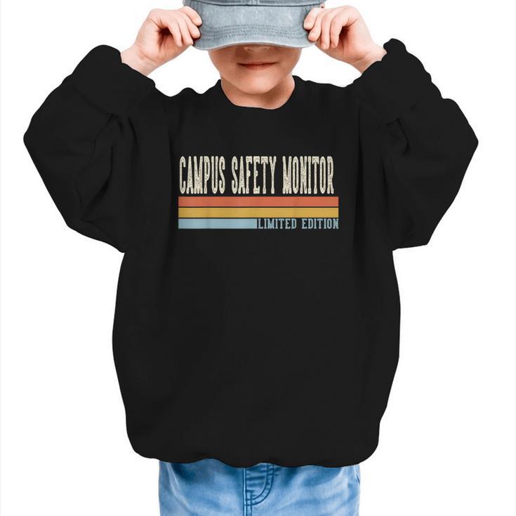Campus Safety Monitor Week Retro Vintage Back To School Day Graphic Kid Sweatshirt