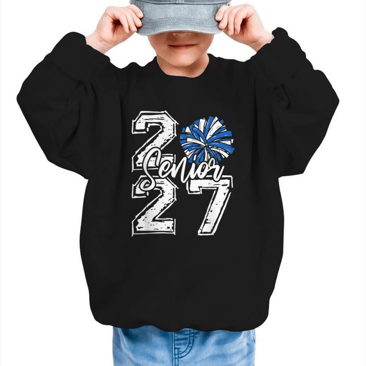 Class Of 2027 Cheer Blue Senior 2027 Back To School Graphic Kid Sweatshirt