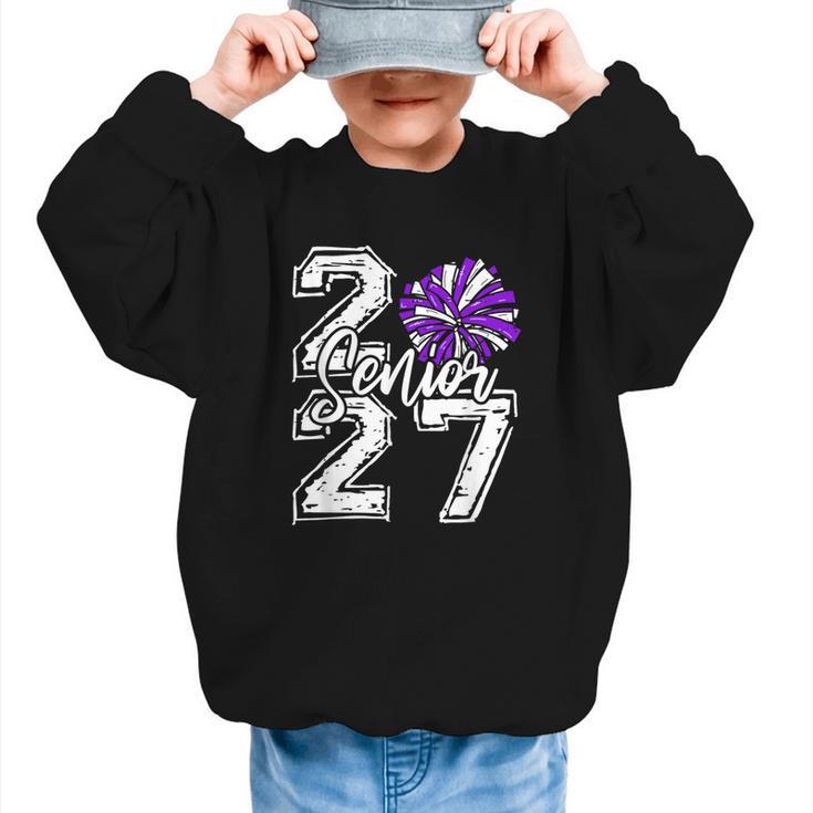 Class Of 2027 Cheer Purple Senior 2027 Back To School Graphic Kid Sweatshirt